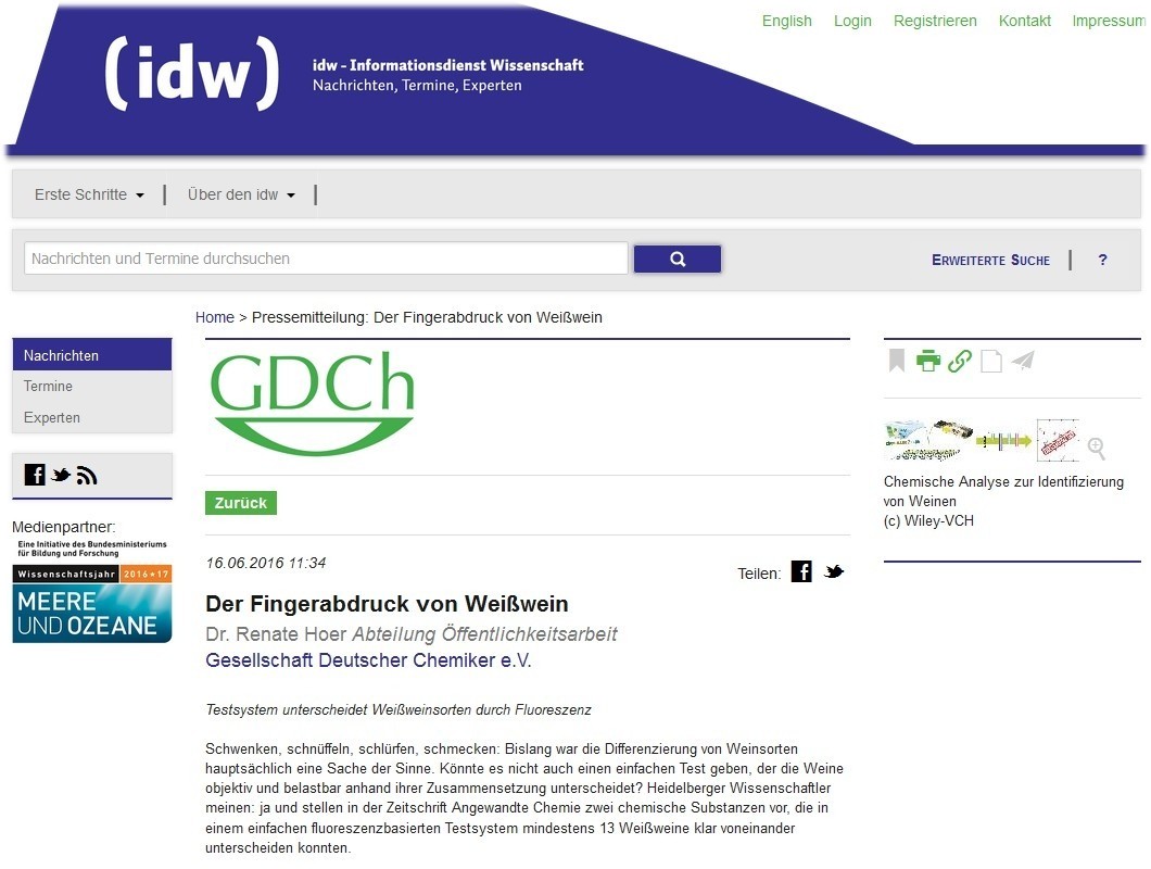 Bild Pressemitteilung Portal idw-online.de