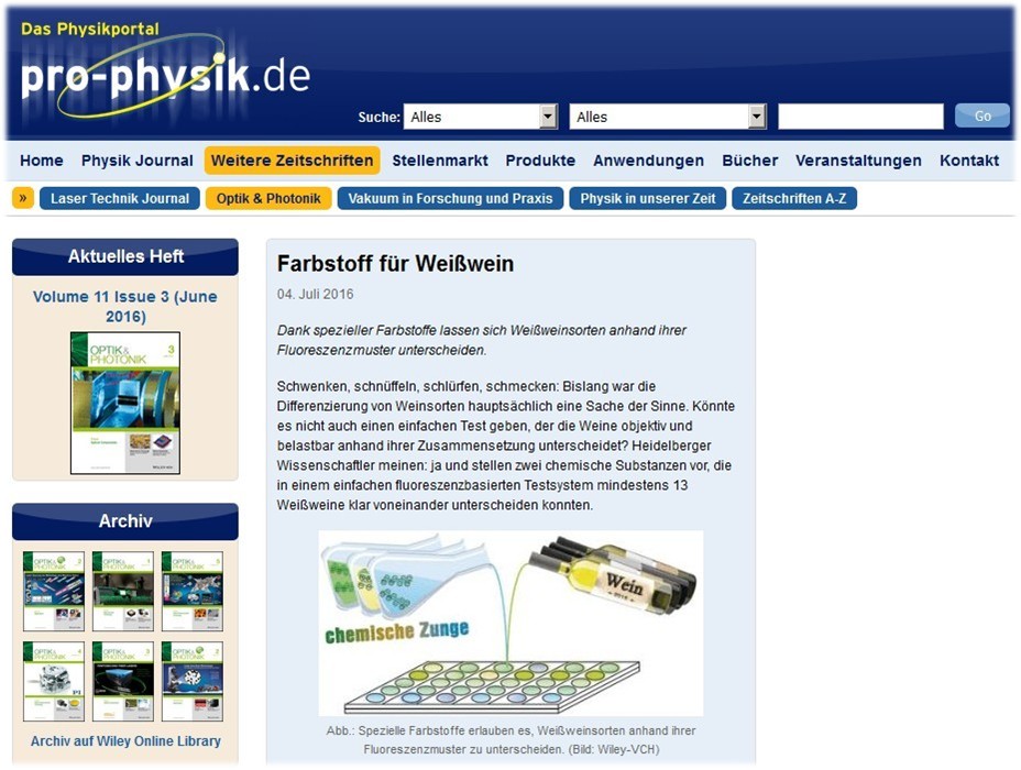 Bild Pressemitteilung Portal pro-physik.de