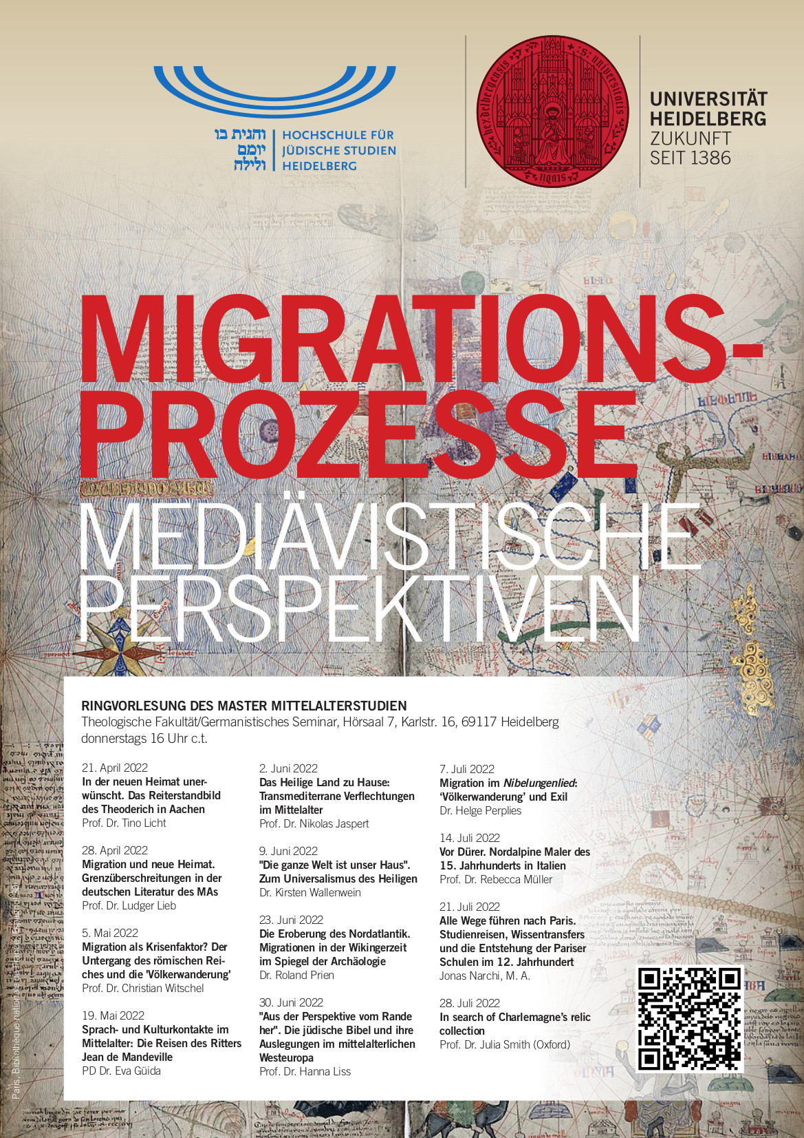 Ringvorlesung des HMM: Migrationsprozesse – mediävistische Perspektiven - donnerstags 16:00 Uhr in Hörsaal 7 in Karlstraße 16