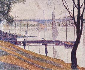 George Seurat malte die „Brücke von Courbevoie“ um das Jahr 1888. So ähnlich wie ein Maler sein Landschaftsbild konstruiert, kann man sich die Abbildung einer mikroskopisch kleinen Struktur vorstellen: Die einzelnen Farbpunkte sind hier die Orte einzelner Moleküle.