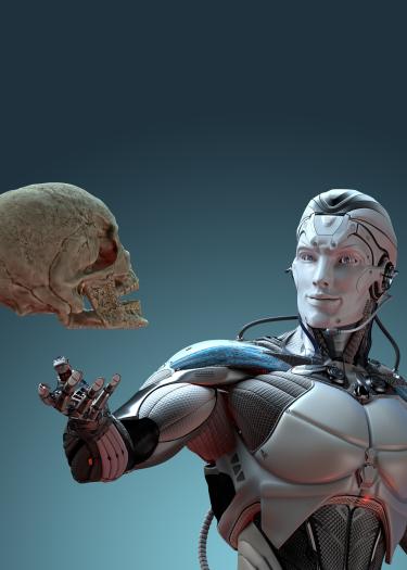 Symbolbild, Schädel und Cyborg